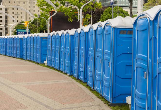 Seasonal porta potty units set up at a Eureka, California venue